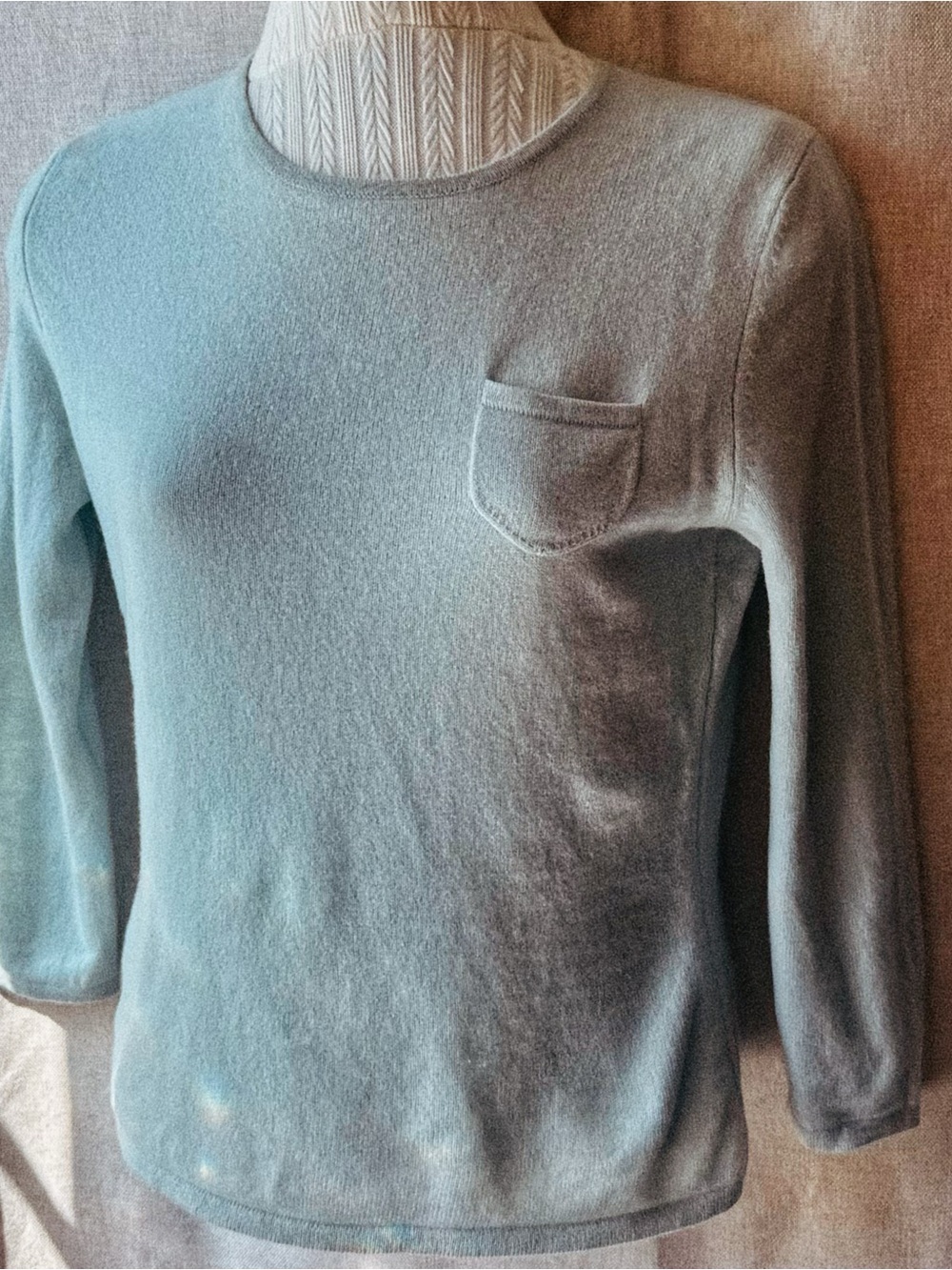 🩵 100% Cashmere Express Pale Blue Sea Glass Whisper Sweater
